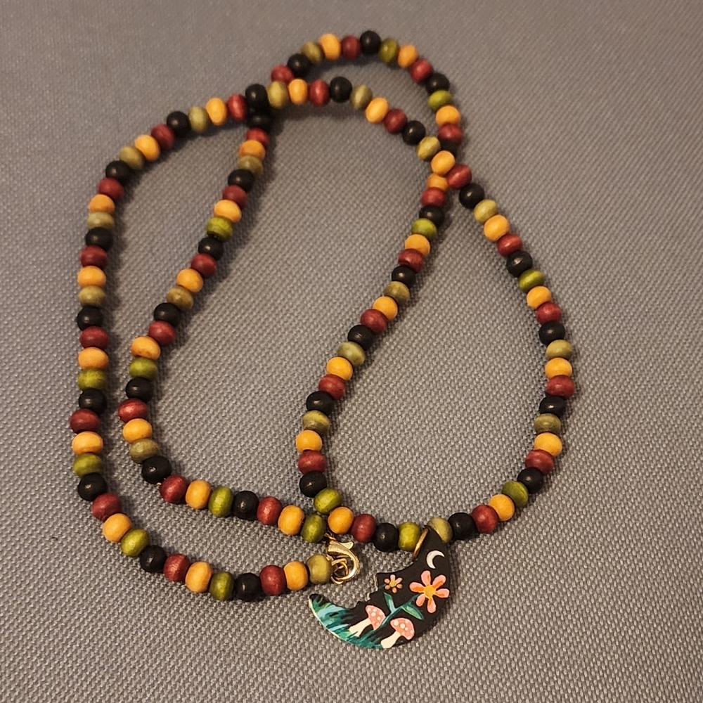Multicolor Beaded Necklace with Floral Pendant